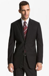 Armani COLLEZIONI Giorgio Grey Pinstripe Suit Size 44L $1945 Trim