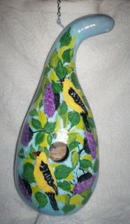  Thistle on Large 17 Tall Sky Blue Hand Painted Gourd Birdhouse