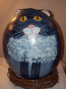 Painted Gourd Seated Cat Virginia Craft Neat Different