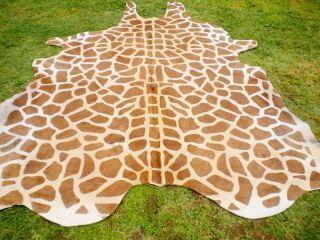Giraffe Print Printed Cowhide Skin Rug Cow Hide Giraffe DC3233