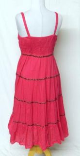 Grace Elements Sz M Fushia Hot Pink Ruffle Tiered Tube Top Dress Studs