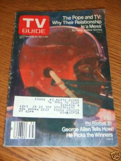 TV Guide Aug 29 1981 NFL George Allen Picks Winrs SF CA