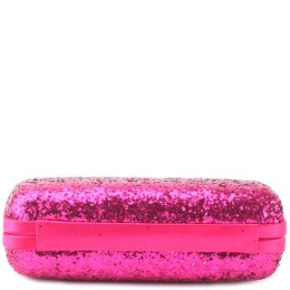 Pink Glitter box shaped Clutch by Betsey Johnson features an all