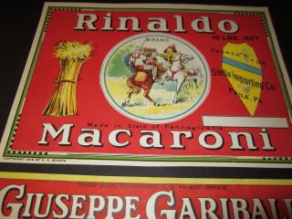  Macaroni Package Labels Giuseppe Garibaldi Rinaldo Philadelphia