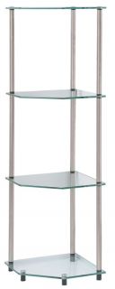 Accsense Modern Glass 4 Tier Corner Shelf Stand Rack