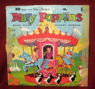 LP 33 Record Walt Disney Mary Poppins Soundtrack Vintage 1964 Marni