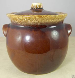 Hull USA Brown Drip Glaze Pottery Large Bowl w Lid