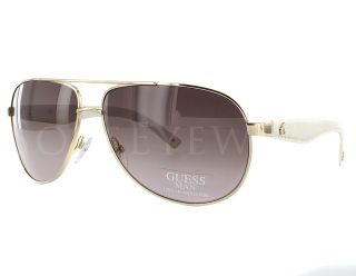 New Guess 6617 GLD 34 Gold Tone Aviator Sunglasses