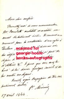 Merimee Autograph Letter Novella Carmen Georges Bizet Paris