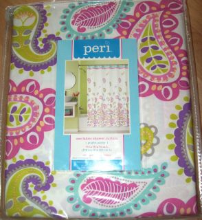 New Peri Fabric 70 x 72 Shower Bath Curtain Graphic Paisley Purple