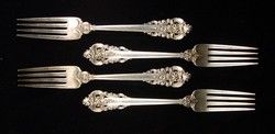 Set 4 Wallace Grand Baroque Sterling Silver Dinner Forks