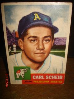 1953 Topps Carl Scheib Card 57 Philadelphia Athletics