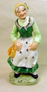  PEASANT WOMAN, Ceramic Figurine, Wales, Japan, Old Lady, Grandma 1950s