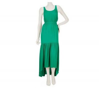 GF Geren Ford Sleeveless High Low Maxi Dress Elastic Emerald 1X NEW