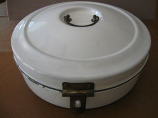 Antique Enamel Granite Ware Bread Box Round from Germany