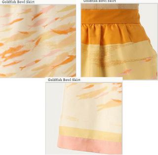 Anthropologie Sweet Goldfish Bowl Silk Skirt Size 10