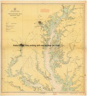 1916 Chesapeake Bay Large Nautical Chart Map