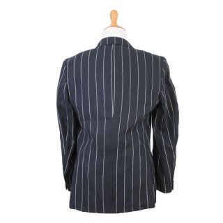 Gianfranco Ferre Studio Dark Blue 100 Linen Two Button Striped Suit US