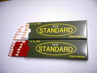 12 China Markers Wax Grease Pencil Rod Building White New 12 COUNTS