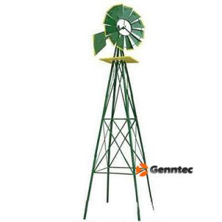 8ft Decorative Green Windmill Wind Mill Garden Yard New