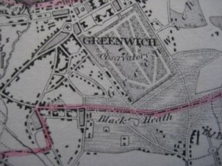 Original 1835 Borough Map Greenwich Hythe Woolwich Folkestone Deptford