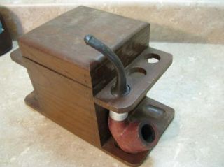 Tobacco Pipe Holder Stand Caddy Vintage Wooden Box Wood Rack