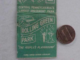  Pennsylvania Rolling Green Amusement Park Matchbook Vintage