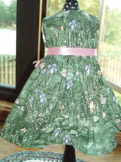 Lily Pond Print Green Dress Fits 18 American Girl Doll Clothes