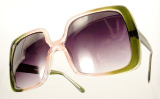 Hip 2B Square Oversized Vintage Sunglasses Pink Green
