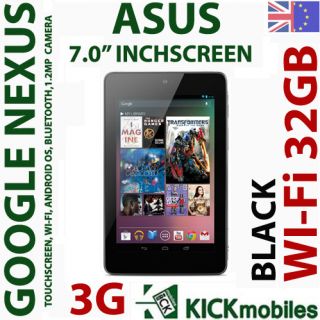BNIB Asus Google Nexus 32GB 3G Wi Fi 7 inch Black Android Tablet WiFi