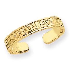 New Beautiful Adjustable 14k Gold Love w Hearts Fancy Toe Ring