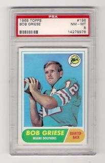 Bob Griese 1968 Topps Rookie Graded PSA 8 HOF