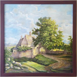 Green Country Village Original Oil Painting Art Israeli Artist Oil