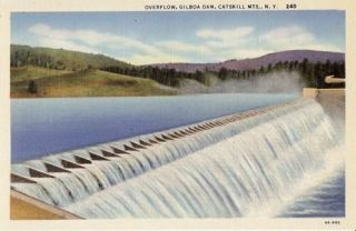 Postcard Overflow Gilboa Dam Catskill Mountains NY