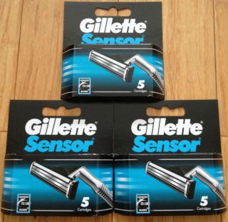 15 Gillette Sensor Regular Shaver Razor Blade Refill Cartridges