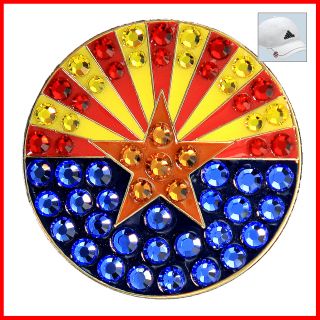  Crystal Golf Ball Marker Magnetic Hat Clip Arizona State Flag