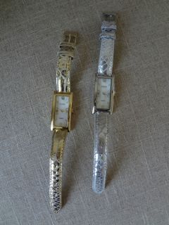 Pair of Gossip Watches with Metallic Animal Print Leather Bands Pretty