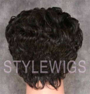 100 Human Hair Wig Short Curly 10 Grey Black Mix ABH5