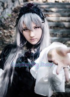  Suigintou Long Straight Silver Grey Anime Cosplay Hair Wig