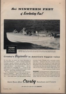 1958 Ad Crosby Baycomber Boats Grabill Indiana