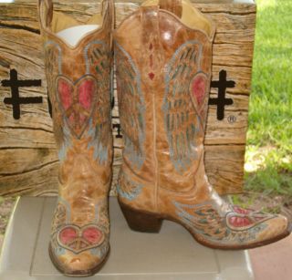 LNIB Womens Corral Western Heart Peace Angel Cowboy Boots Sz 9