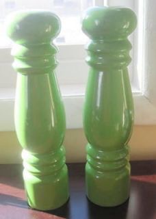 Large Retro art deco 10 Salt and Pepper shakers S&P Bright lime green