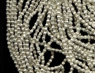 ribbed indented mercury glass hollow blown garland beads lot hank