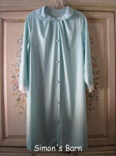 Vintage Gossard Artemis Soft Blue Silky Nylon Lace Trim Peignoir Robe