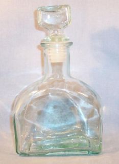 Vintagepale Green Italian Glass Decanter Original Stopper Made in