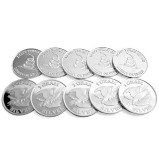10 Lot of 1 Gram Silver Liberty or Death DonT Tread on Me Pure Silver