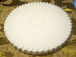 Vtg Fenton Milk Glass Silvercrest Footed Cake Dessert Plate Wedding