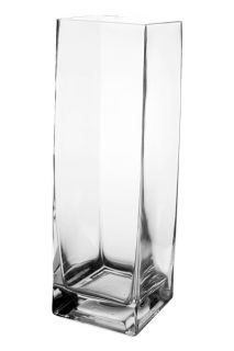 Square Block Glass Vases, Open 3.15x3.15, H 10 (12pcs)   Wedding