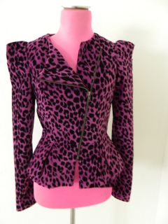  Johnson pink purple leopard blazer jacket GLEE 2 4 S velvet rockabilly