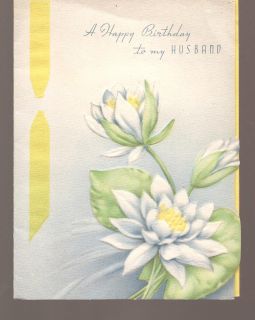 Happy Birthday Husband Vtg Greeting Card Water Lilies